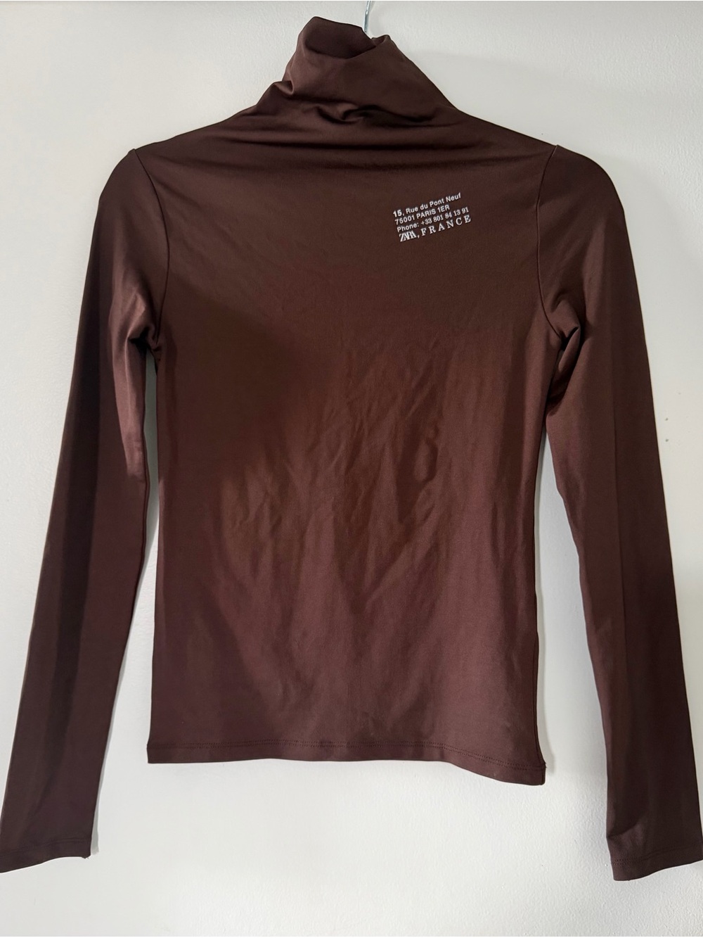 Zara Brown Long Sleeve Turtleneck Top